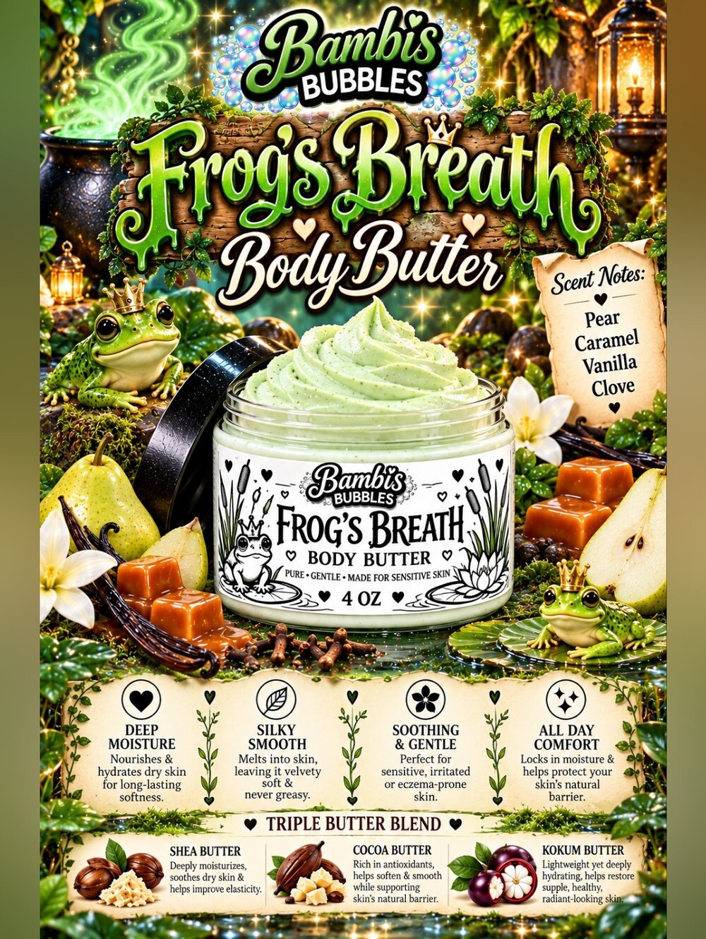 4oz Triple Body Butter Frogs Breath Assorted Scents Available